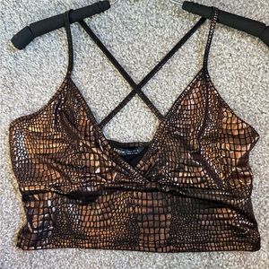 Bronze Cross Back Crop Top